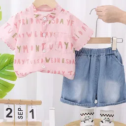 YK Kids Printed Pure Cotton Shirt With Shorts Clothing Set-image-85