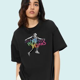 KAIDO Pack Of 3 Graphic Printed Round Neck Cotton Oversized T-shirts-image-81