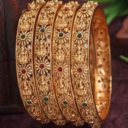 Anouk Set Of 4 Gold-Plated American Diamond Studded Bangles-picture-6