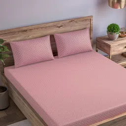 Trance Home Linen Rose Printed Cotton 300 TC Fitted Queen Bedsheet Set- 1.90 m x 1.52 m-image-50