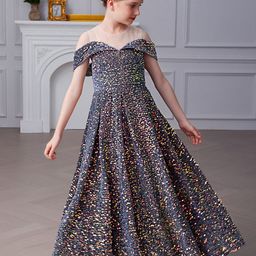 INCLUD Girls Embellished Sequined Detail Off-Shoulder Gown-picture-15