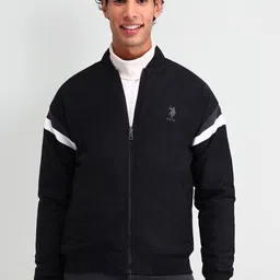 U.S. Polo Assn. Denim Co. Men Brand Logo Bomber with Patchwork Jacket-34