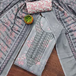 Maroosh Floral Printed Sequinned Cotton Unstitched Dress Material-image-77