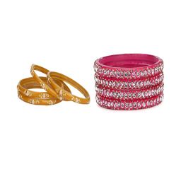 Somil Elegant Combo Glass Bangle Set | Handmade Traditional Chudi For Women | Perfect For Daily & Occasion Use, Combo of 2 Set, Yellow, Pink-image-75