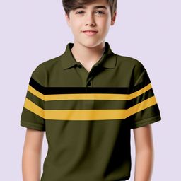 AUSK Boys Striped Polo Collar T-shirt-image-33