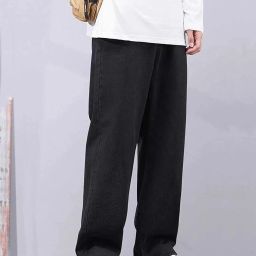 Men Straight Fit Mid Rise Black Jeans-image-50