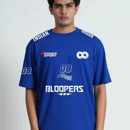 Bloopers Store Men Typography Printed Round Neck Cotton Oversized T-shirt-image-86