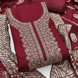 LeeliPeeri Designer Embroidered Thread Work Unstitched Dress Material-picture-16