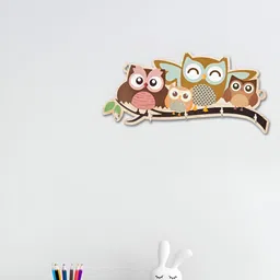 eCraftIndia Brown Owl Family 5 Hooks Key Holder-34