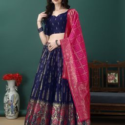SWAMI STUDIO Ready to Wear Lehenga & Unstitched Blouse With Dupatta-picture-38