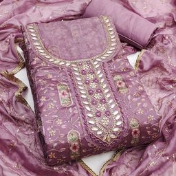 KALINI Embroidered Organza Unstitched Dress Material-image-57