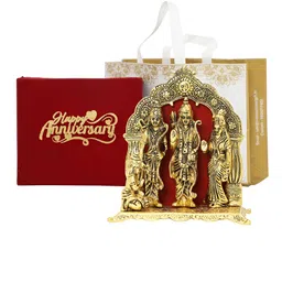 INTERNATIONAL GIFT Brass Ram Darbar Idol With Red Velvet Box-image-54