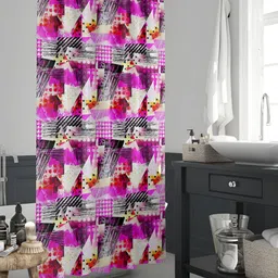 ArtzFolio Pink & White Abstract Printed Waterproof Polyester Shower Curtain image 5