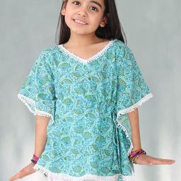 Sangria Girls Floral Printed Pure Cotton Kaftan Top-picture-23