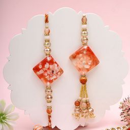 Aapno Rajasthan Artificial Stones Studded & Beaded Resin Bhaiya Bhabhi Rakhis With Box-image-51