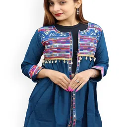 Prijam Women Embroidered Open Front Jacket-picture-10