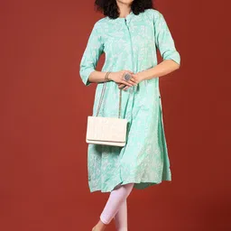 V-Mart Floral Printed Mandarin Collar Straight Kurta image 5