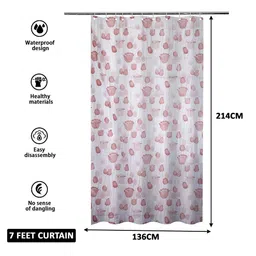 Kuber Industries Brown & Transparent 6 Pieces Printed Waterproof Shower Curtains image 2