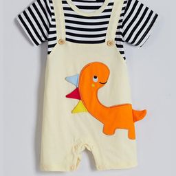 Hopscotch Kids Striped Pure Cotton Romper-picture-3