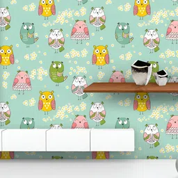 ArtzFolio Printed UV-Resistant Anti-Bacterial Owls FlowersPeel & Stick Wallpaper-image-50