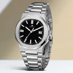 EMPERO Men Brass Skeleton Dial & Stainless Steel Straps Analogue Multi Function Watch EAB213 Black Dial-10
