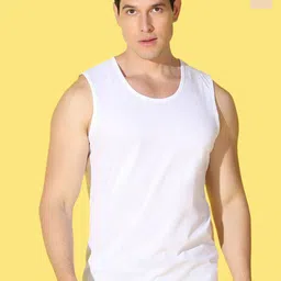 WOOSTRO Pack Of 2 Pure Combed Cotton Gym VestsVWS26(ALONE RUST)(PLAIN WHITE)-image-5