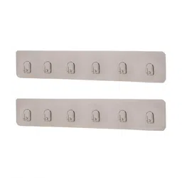HOKIPO Silver Toned 2 Pieces Adhesive Wall Hooks-9