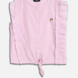 Allen Solly Junior Girls Striped Flutter Sleeve Cotton Top-picture-41