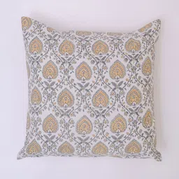 Block N Style White & Grey Ethnic Motifs Printed Square Cushion Cover-16