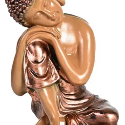HINDCRAFT Brown Resting Buddha Idol for Home Decor Showpiece-picture-2