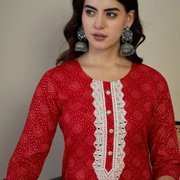 Anouk Geometric Yoke Design Regular Straight Kurta-22