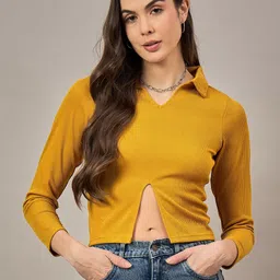R.Code by The Roadster Life Co. Ribbed Shirt Style Top-image-33