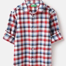 United Colors of Benetton Boys Gingham Checks Opaque Checked Casual Shirt-image-12