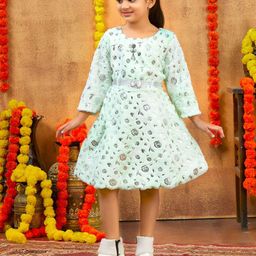 BAESD Girls Floral Printed Woollen Jumper Dress-47