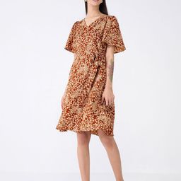 SALT ATTIRE Floral Printed Flared Sleeve A-Line Dress-image-45