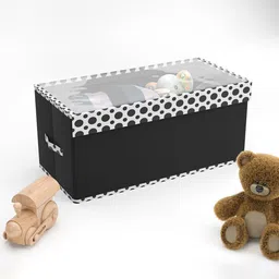 Kuber Industries White & Black Printed Storage Box Organisers With Lid-41
