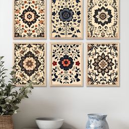 WALLLANE Brown & Grey 6 Pieces Wooden Floral And Botanical Wall Art-image-0
