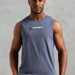 U.S. Polo Assn. Printed Pure Cotton Gym Vest OEV06-G01-PL-50