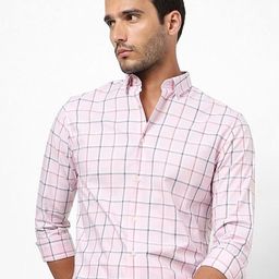 The Collection Men Classic Fit Windowpane Checked Spread Collar Cotton Casual Shirt-image-83