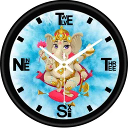 Arpita Crafts Black & Blue Printed Traditional Wall Clock-image-19