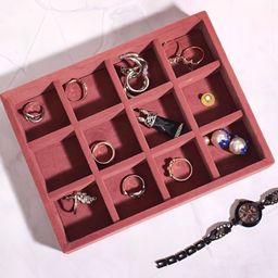 La Trove Pink Wardrobe 12 Grid Jewellery Organiser-42