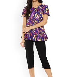 Aarika Leaf Printed Swim Suit With Goggle-10