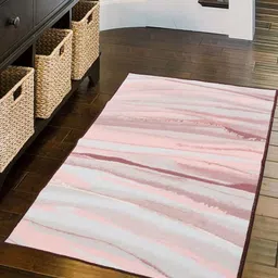 MODEFE Peach-Coloured Abstract Anti-Skid Nylon Carpet-image-35