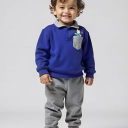 Lofn Kids Printed Polo Collar Pure Cotton Sweatshirt With Joggers-image-24
