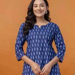 FERANOID Women Ethnic Motifs Printed Pure Cotton Kurti-image-80