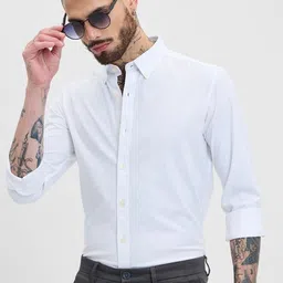Snitch Men Smart Button-Down Collar Solid Cotton Slim Fit Formal Shirt-image-73
