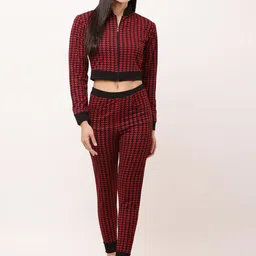 Mast & Harbour Printed Shirt-Neck Cropped Top With Trouser Co-Ords-image-44