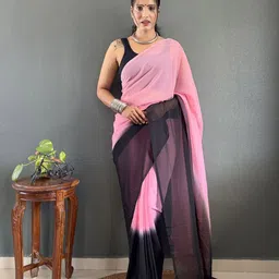 FLOURIOUS Ombre Printed Pure Georgette Saree-image-93