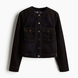 H&M Women Flocked Denim Jacket-image-14