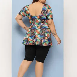 BAESD Plus Size Abstract Printed Swimwear With Cap image 5